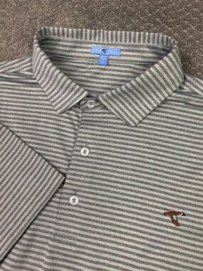 GenTeal Polo Shirt Men's Large Gray Striped Golf Performance Stretch Stripes